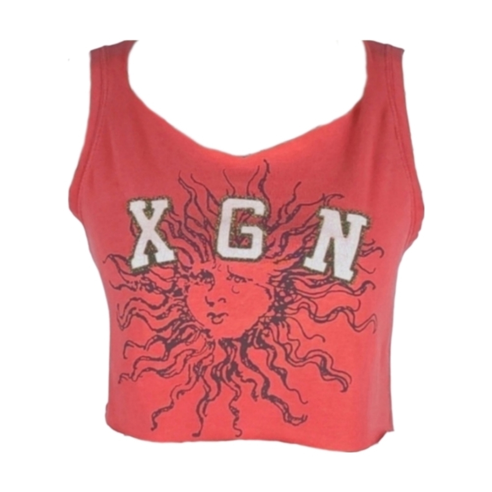 Sun Graphic Vintage Baby Tee Crop Top in Red Grunge Punk Skater Size L - Picture 4 of 4